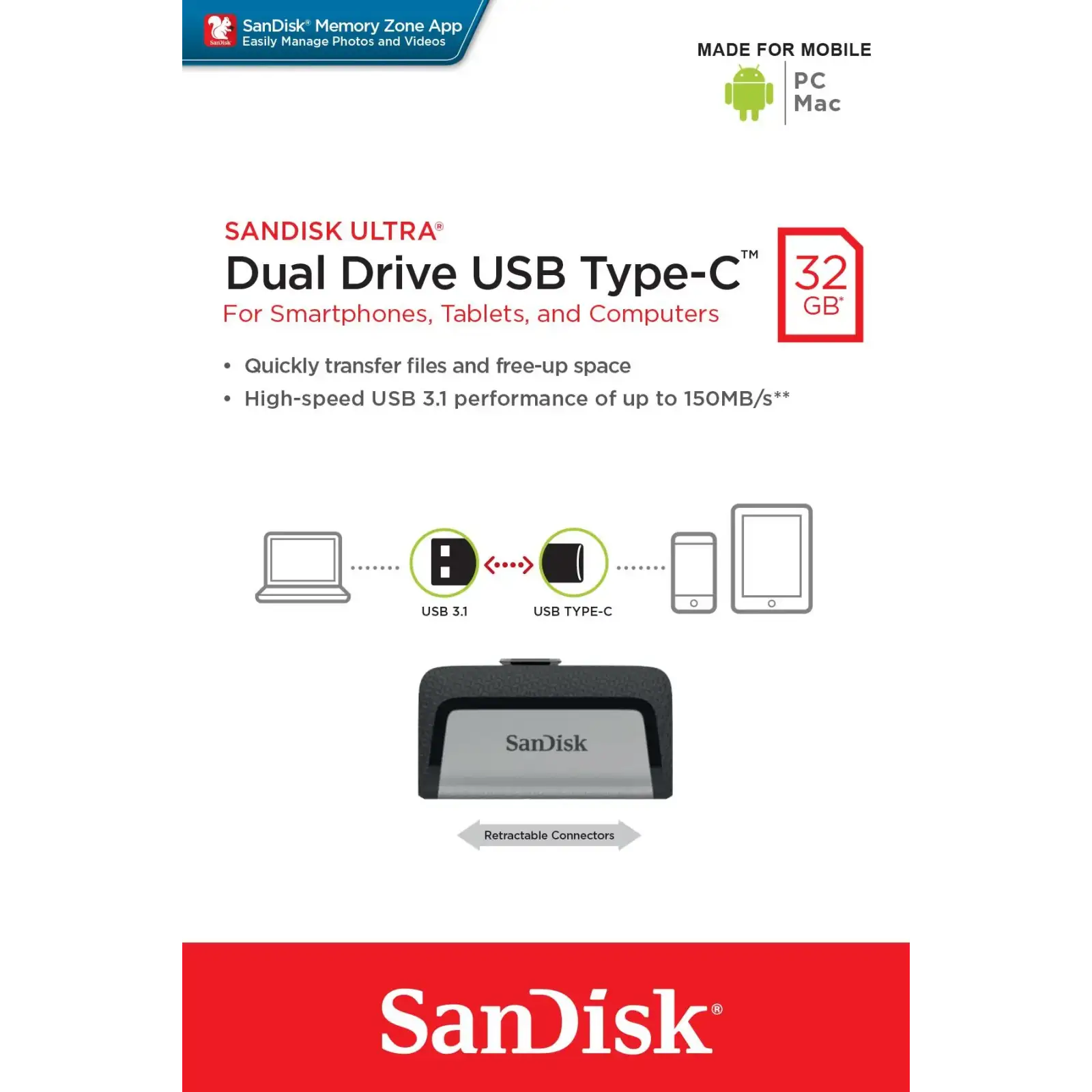 Флеш-пам'ять (накопичувач USB) USB-C 32GB SDDDC2-032G-G46 SANDISK UA