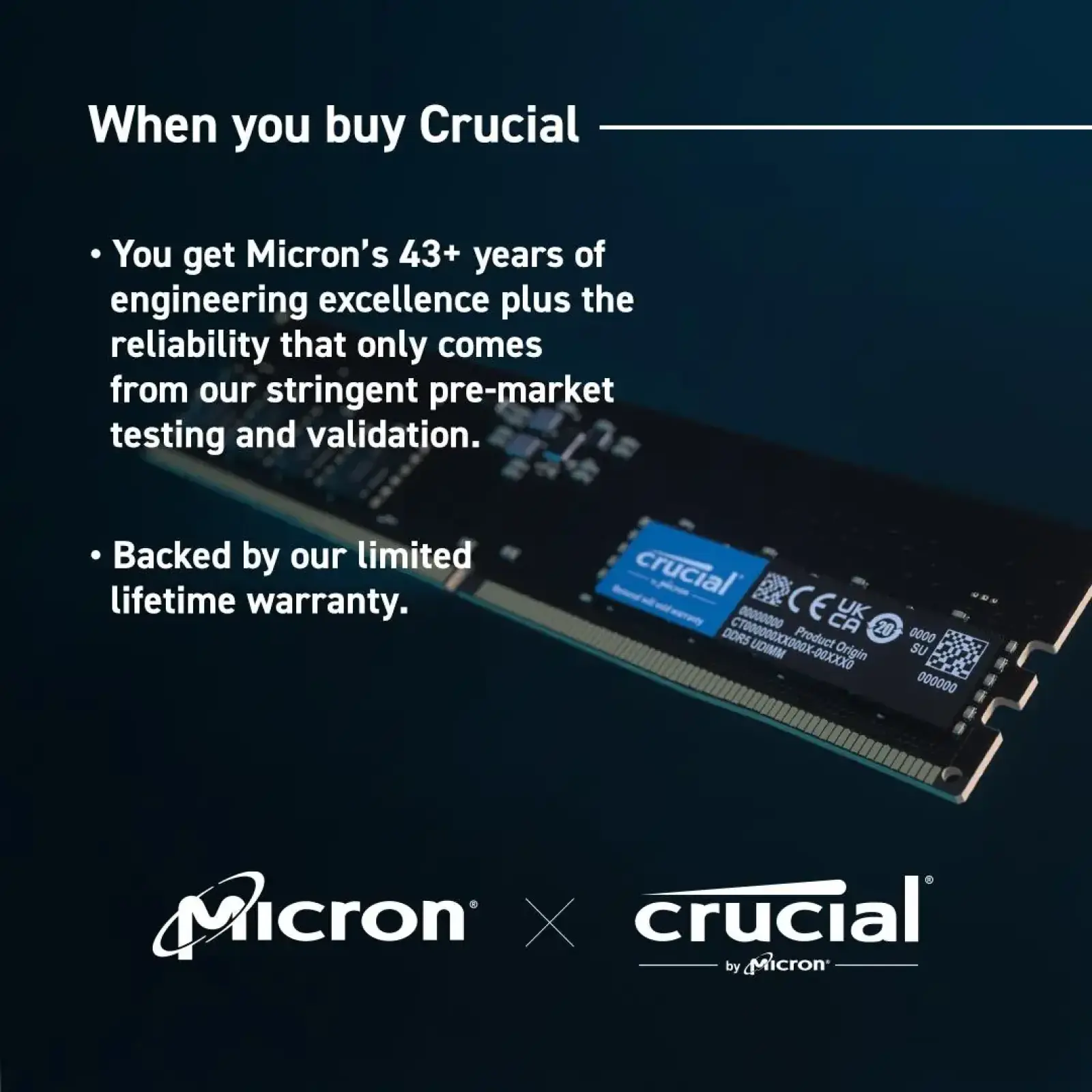Модуль пам'яті Crucial DDR5 32GB 5600MHz UDIMM (CT32G56C46U5T) UA