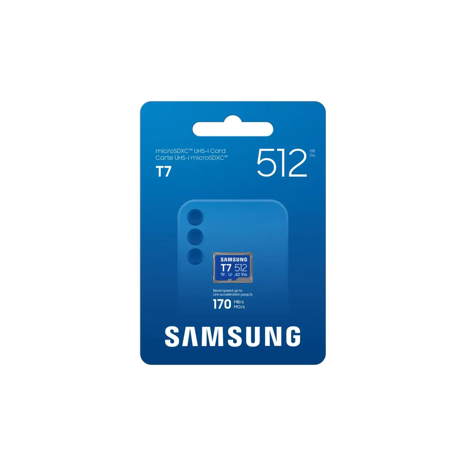 Карта пам'яті SAMSUNG MICRO SDXC T7 512GB, U3, V30, A2 до 170 Мб/с (MB-MB512T/WW) UA