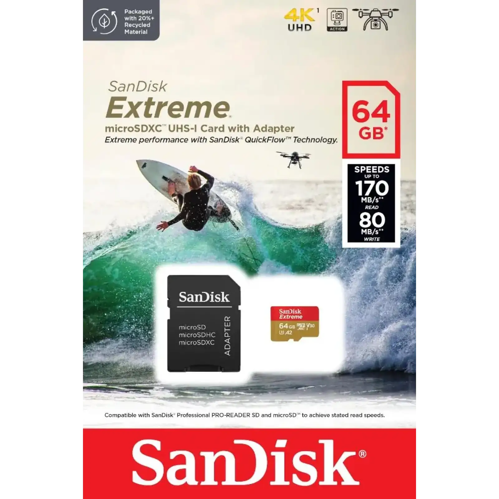 Карта пам’яті MICRO SDXC 64GB UHS-I W/A SDSQXAH-064G-GN6AA SANDISK UA