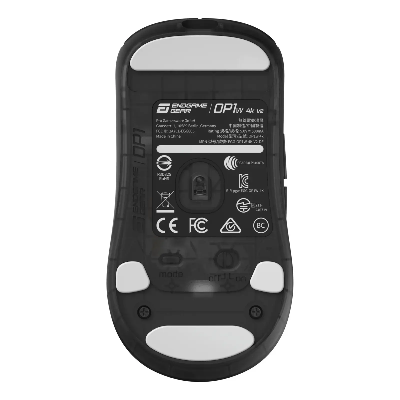 Миша ігрова бездротова Endgame Gear OP1w 4k v2, чорний (прозорий) (PGW-EG-MOU-073) UA