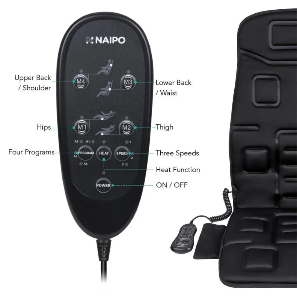 Масажна накидка на крісло NAIPO Portable Seat Cushion with Vibration and Heat з підігрівом та вібрацією (MGC-168) UA