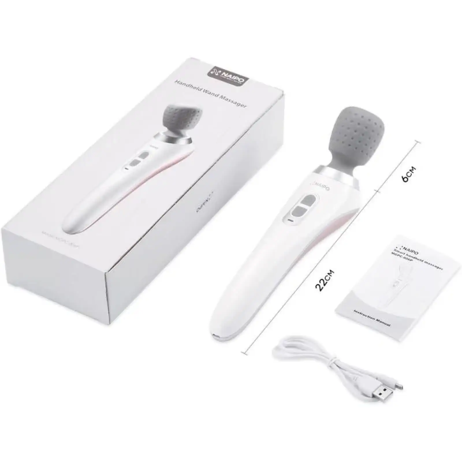 Масажер ручний NAIPO Handheld Wand Massager для тіла без підігріву MGPC-806P UA