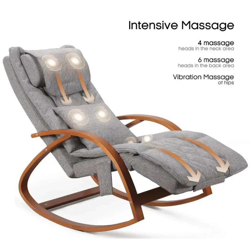 Масажер - крісло-гойдалка NAIPO Massage Rocking Chair для спіни з підігрівом, вібрацією та додатковою функцією масажу Шиатцу MGC-2300P UA