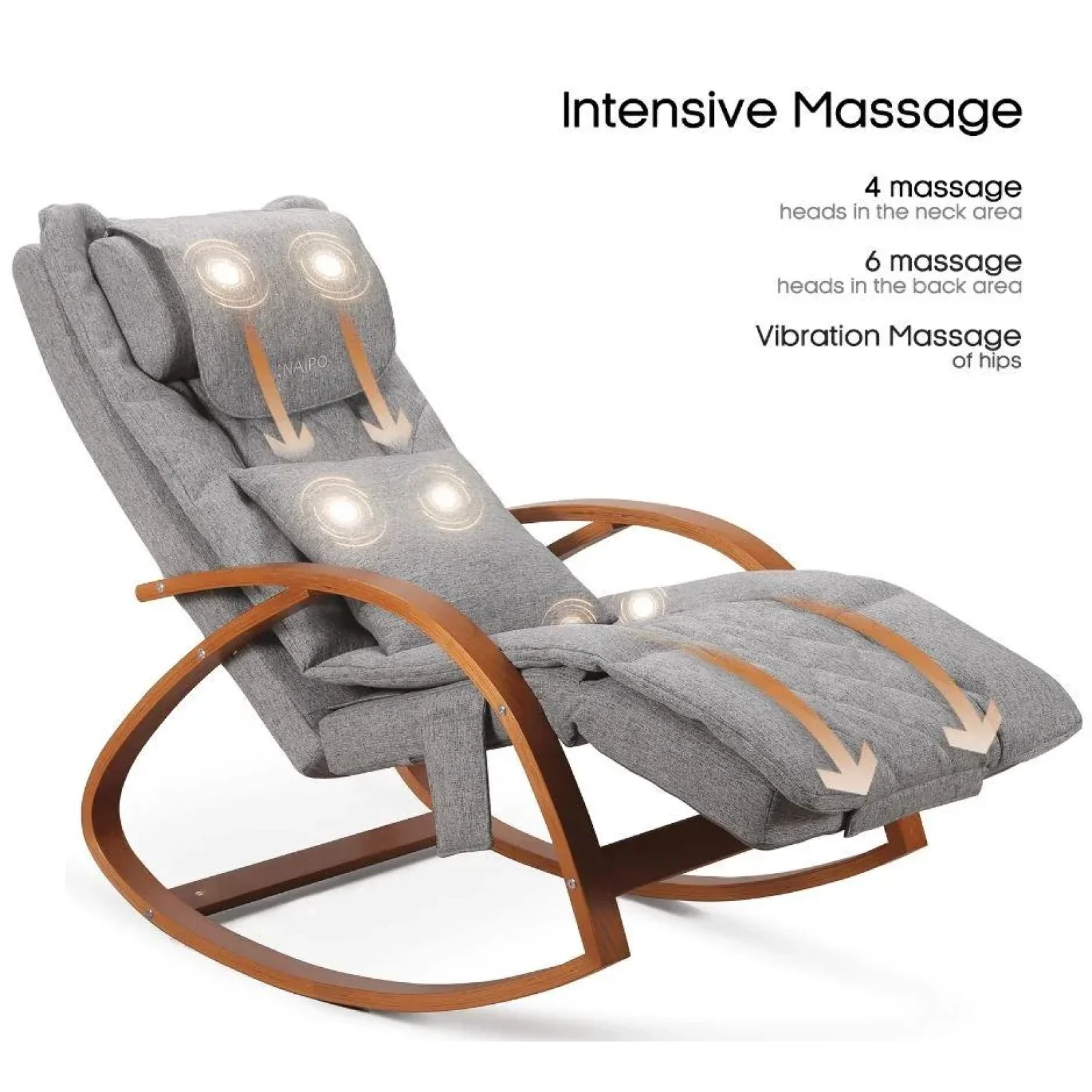 Масажер - крісло-гойдалка NAIPO Massage Rocking Chair для спіни з підігрівом, вібрацією та додатковою функцією масажу Шиатцу MGC-2300P UA