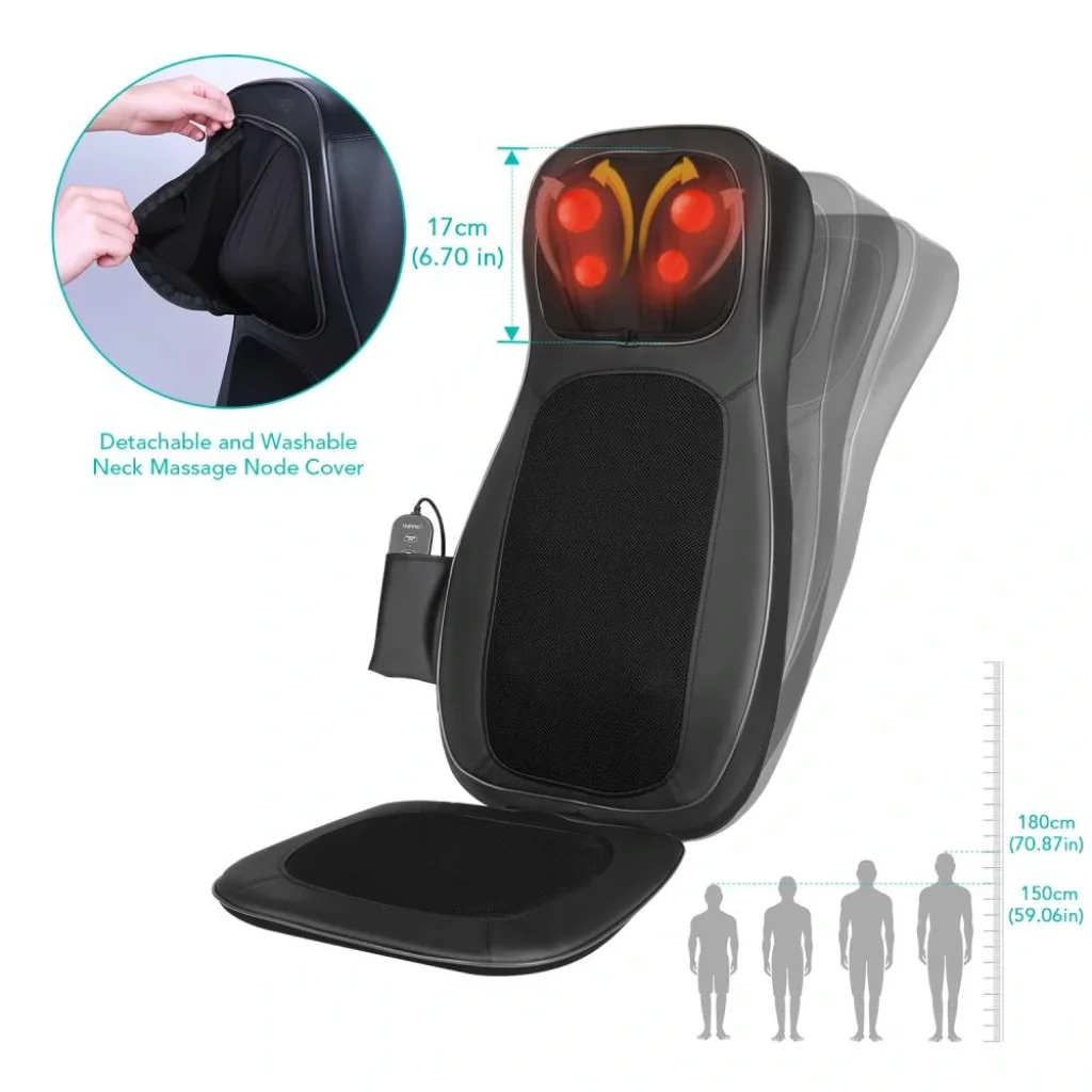 Масажна накидка на крісло Naipo Neck and Back з підігрівом і вібрацією MGBK-C2030 (Black) UA