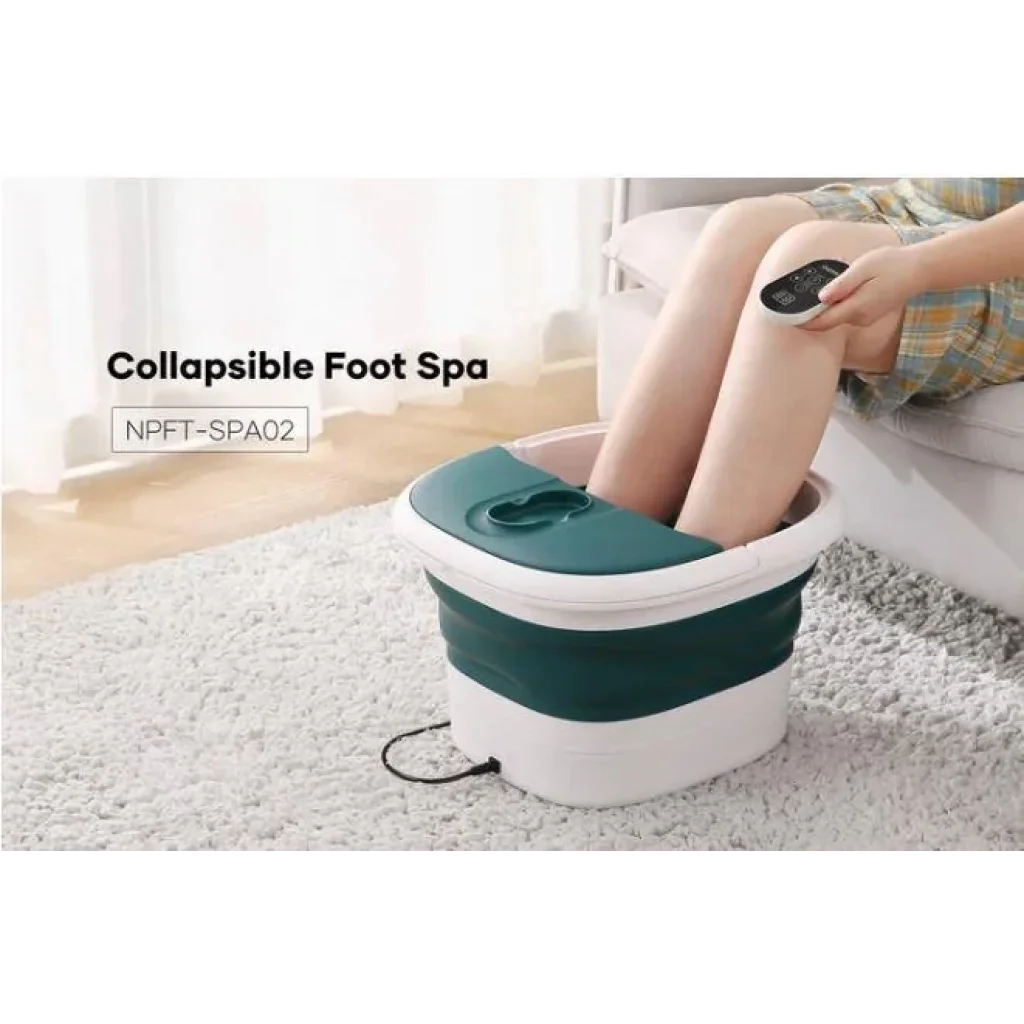 Спа-масажер NAIPO Foot Spa Massager для ніг з підігрівом, вібрацією та функцієюмасажу Шиатцу з дістанційним керуванням Green NPFT-SPA02 UA