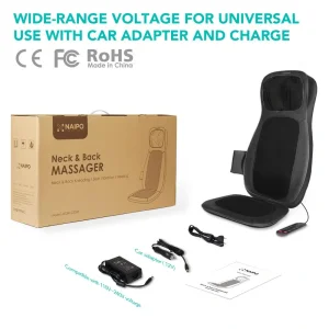 Масажна накидка на крісло Naipo Neck and Back з підігрівом і вібрацією MGBK-C2030 (Black) UA
