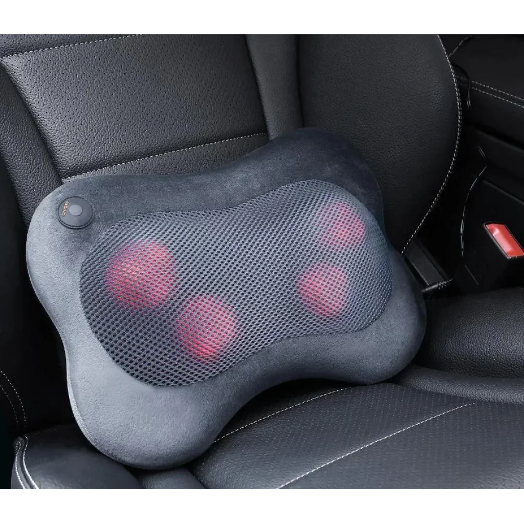 Масажна подушка NAIPO Back and Neck (Ultra-soft Plush Fabric) для спини та шиї з підігрівом та додатковою функцією масажу Шиатцу MGP-129M UA