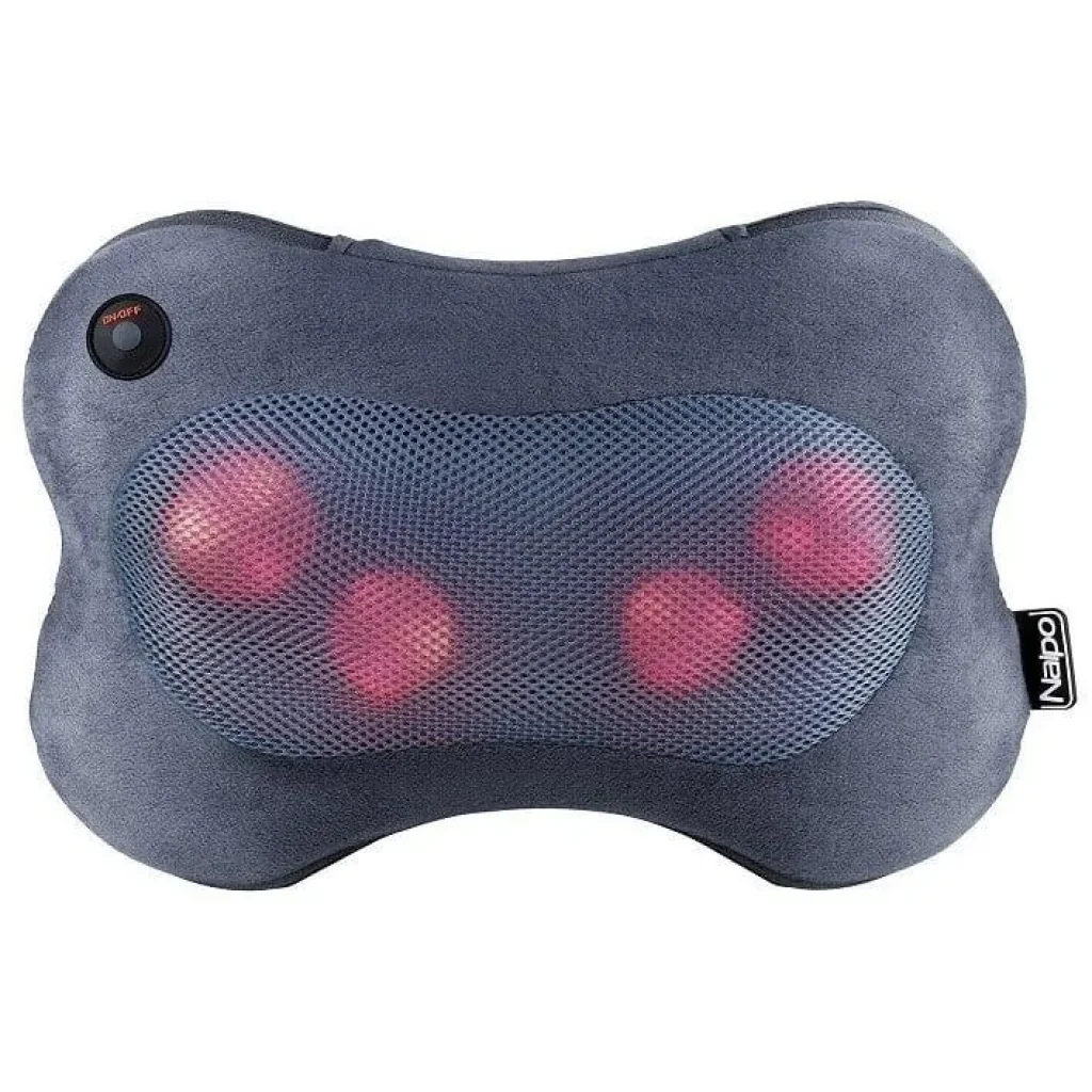 Масажна подушка NAIPO Back and Neck (Ultra-soft Plush Fabric) для спини та шиї з підігрівом та додатковою функцією масажу Шиатцу MGP-129M UA