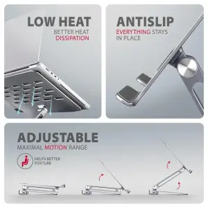 Підставка для ноутбуків AXAGON HMC-STND USB-C 5Гбіт/с алюмінієва підставка - HUB 7in1 UA