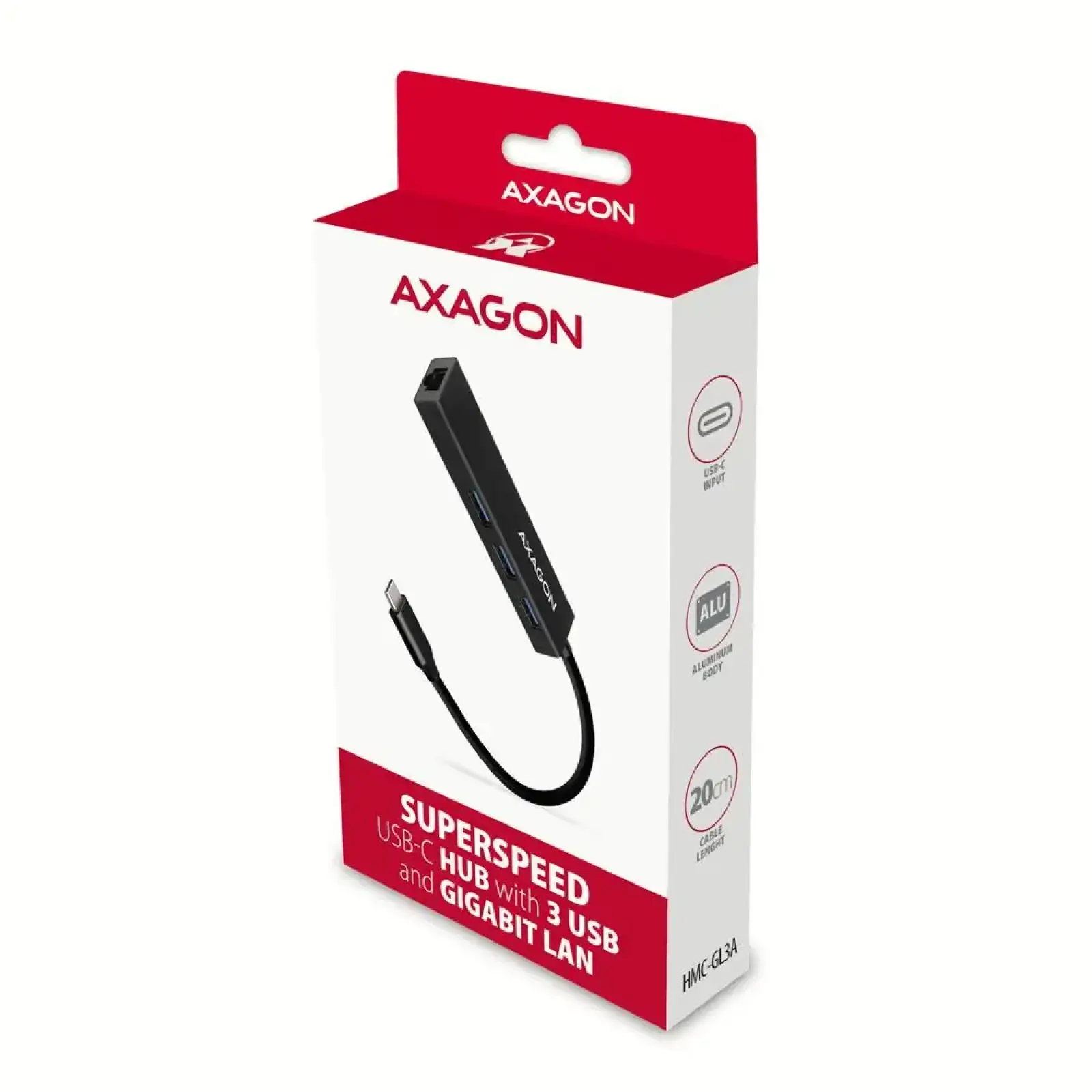 Хаб концентратор AXAGON HMC-GL3A SuperSpeed USB-C hub + gigabit LAN UA