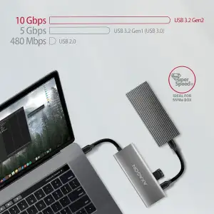 Хаб концентратор AXAGON HMC-5G2 USB-C 10Гбіт/с SPEEDSTER 5in1 hub (rev2.0), Сірий UA