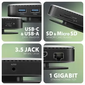 Хаб концентратор AXAGON HMC-UFO USB-C 10Гбіт/с UFO 9in1 hub, Сірий UA