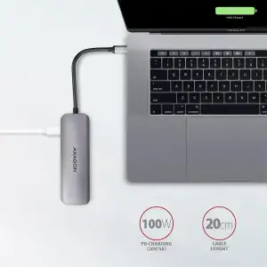 Хаб концентратор AXAGON HMC-5 SuperSpeed USB-C COMBO 5in1 hub, Сірий UA