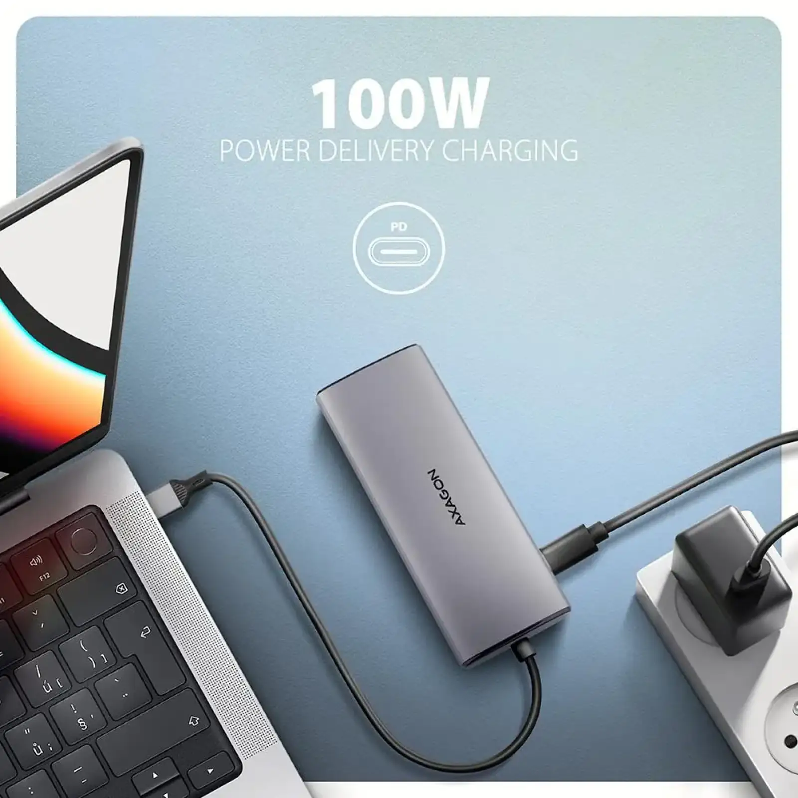 Хаб концентратор AXAGON HMC-6G2L USB-C 10Гбіт/с 6in1 hub, Сірий UA