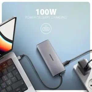 Хаб концентратор AXAGON HMC-6G2L USB-C 10Гбіт/с 6in1 hub, Сірий UA