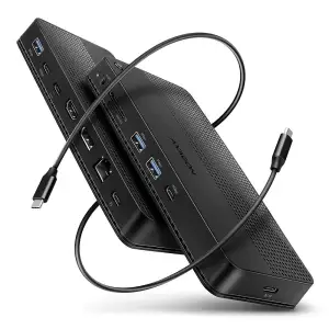 Хаб концентратор AXAGON HMC-U4 USB4 40Гбіт/с DUAL 4K DISPLAY 12in1, Чорний UA