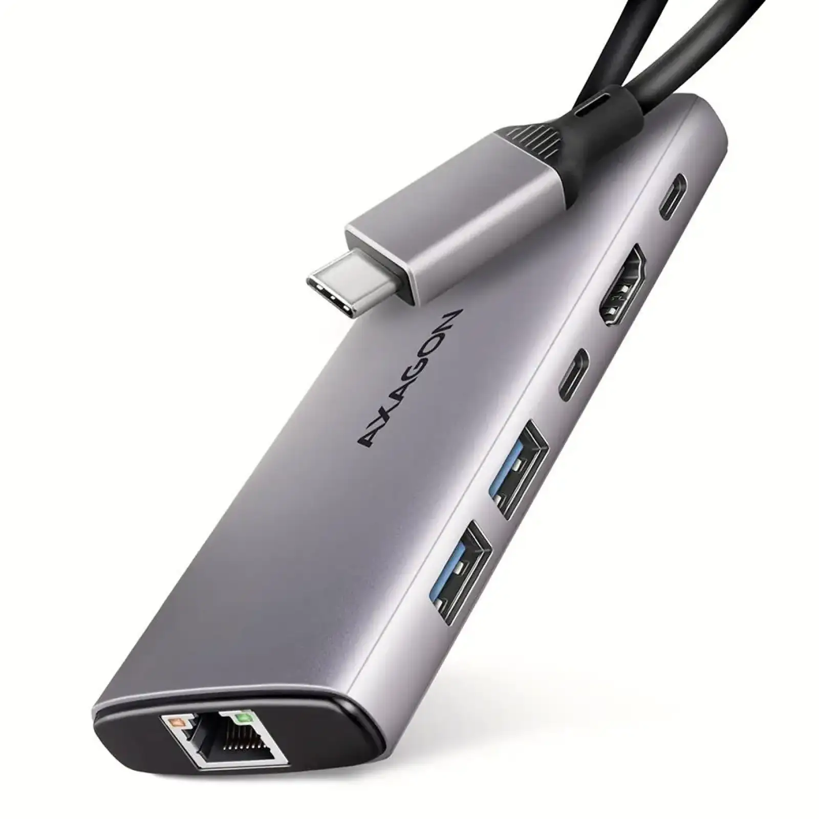 Хаб концентратор AXAGON HMC-6G2L USB-C 10Гбіт/с 6in1 hub, Сірий UA