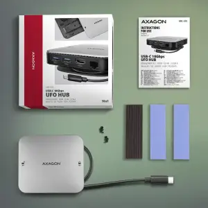 Хаб концентратор AXAGON HMC-UFO USB-C 10Гбіт/с UFO 9in1 hub, Сірий UA