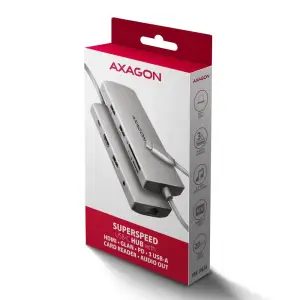 Хаб концентратор AXAGON HMC-8HLSA USB-C 5Гбіт/с 9in1 hub, Сірий UA