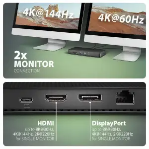 Хаб концентратор AXAGON HMC-U4 USB4 40Гбіт/с DUAL 4K DISPLAY 12in1, Чорний UA