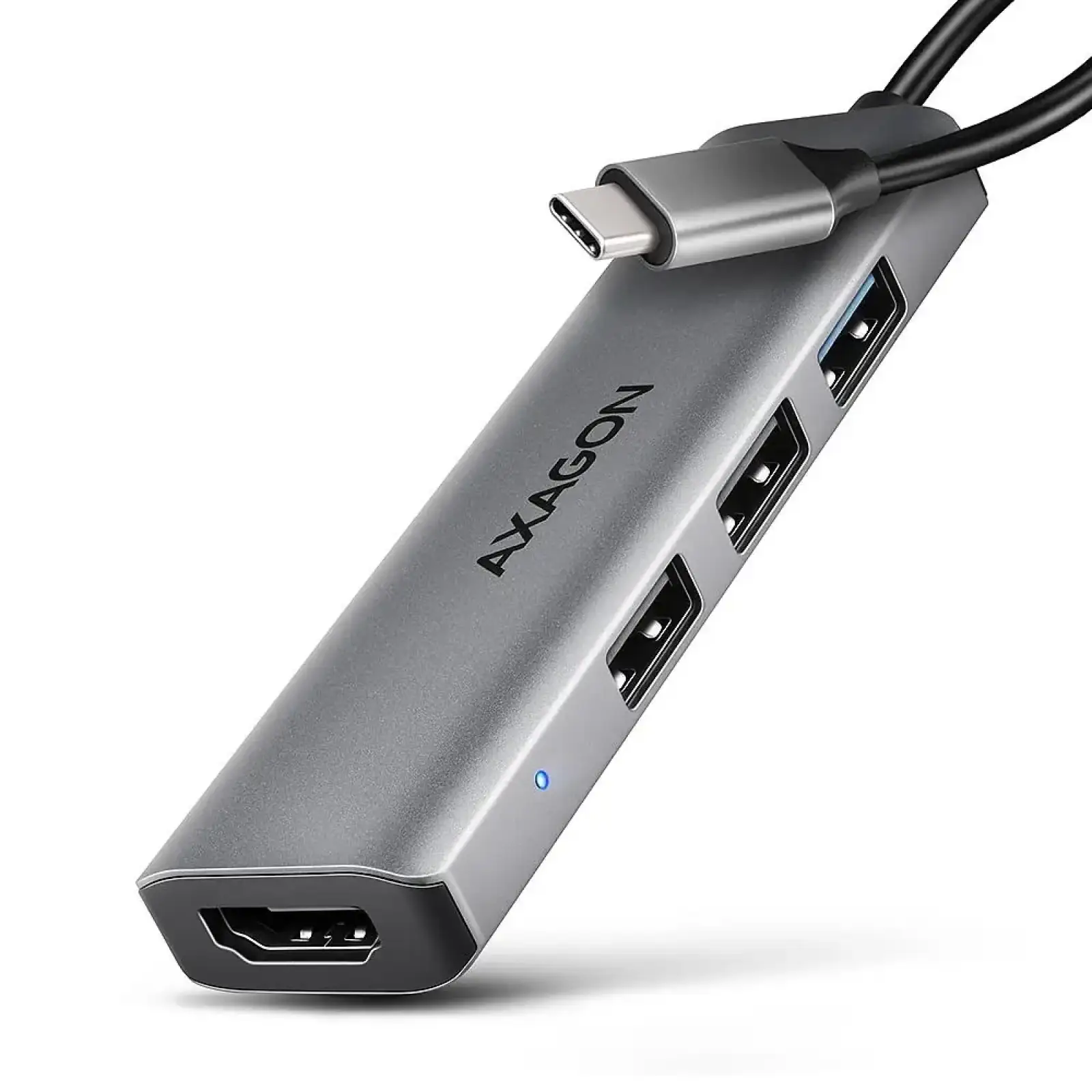 Хаб концентратор AXAGON HMC-H3A USB-C 5Гбіт/с STARTER 4in1 hub, Сірий UA