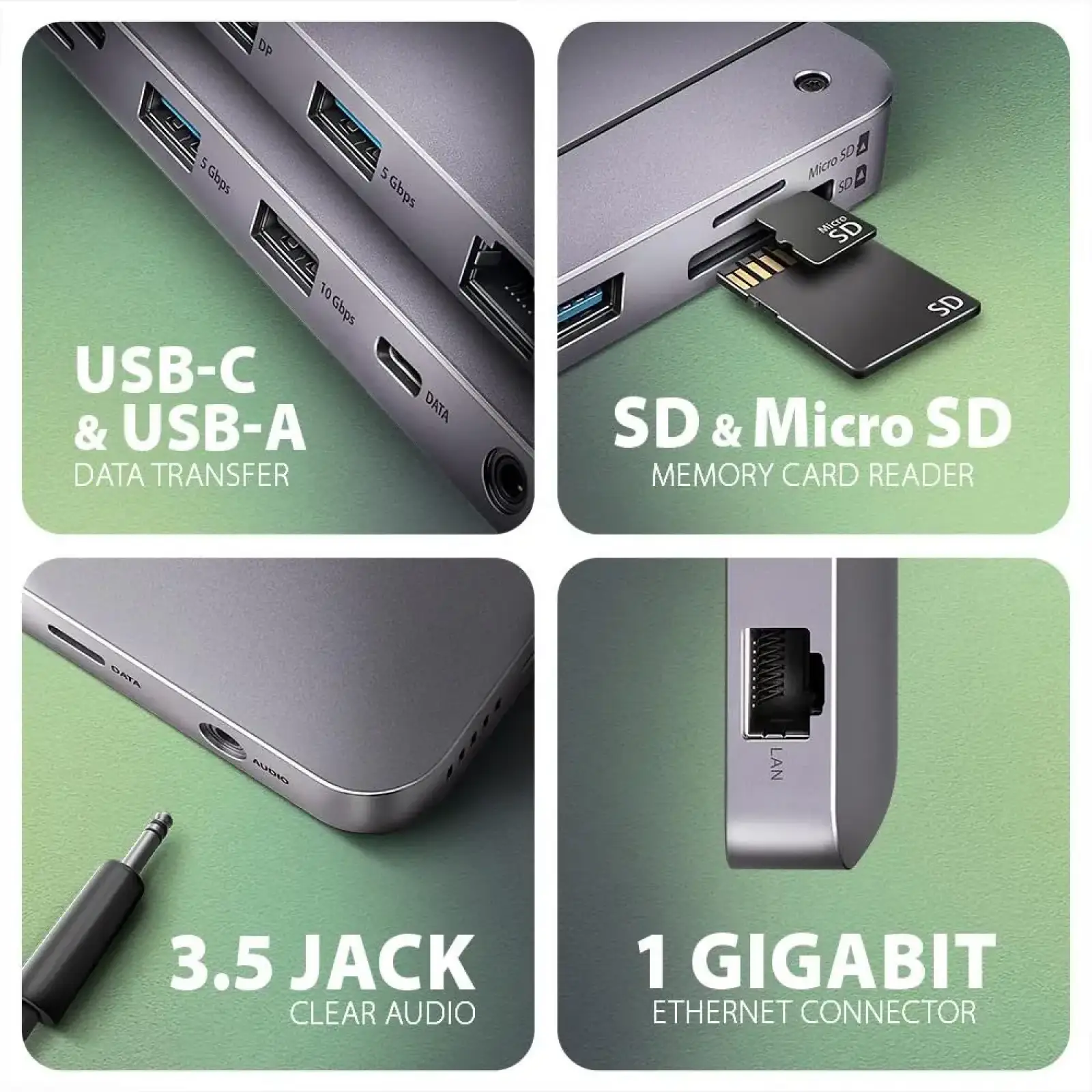 Хаб концентратор AXAGON HMC-12GM2 USB-C 10 Гбіт/с GEN2COMBO 12-в-1 PD 100W, Сірий UA
