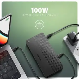 Хаб концентратор AXAGON HMC-U4 USB4 40Гбіт/с DUAL 4K DISPLAY 12in1, Чорний UA