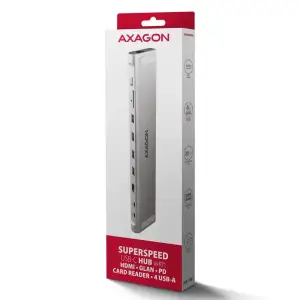 Хаб концентратор AXAGON HMC-10HLS USB-C 5Гбіт/с 9in1 hub, сірий UA