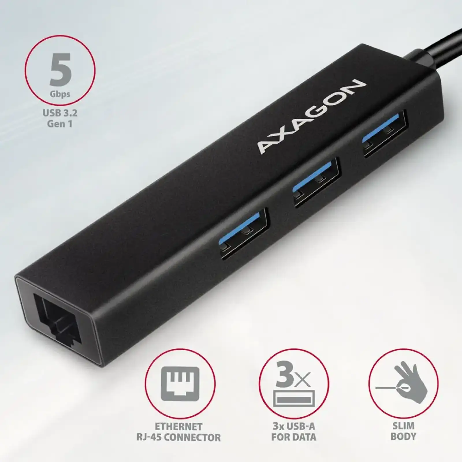 Хаб концентратор AXAGON HMC-GL3A SuperSpeed USB-C hub + gigabit LAN UA
