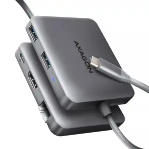 Хаб концентратор AXAGON HMC-5HL USB-C 5Гбіт/с SuperSpeed 5in1 hub, Сірий UA