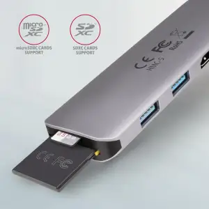 Хаб концентратор AXAGON HMC-5 SuperSpeed USB-C COMBO 5in1 hub, Сірий UA
