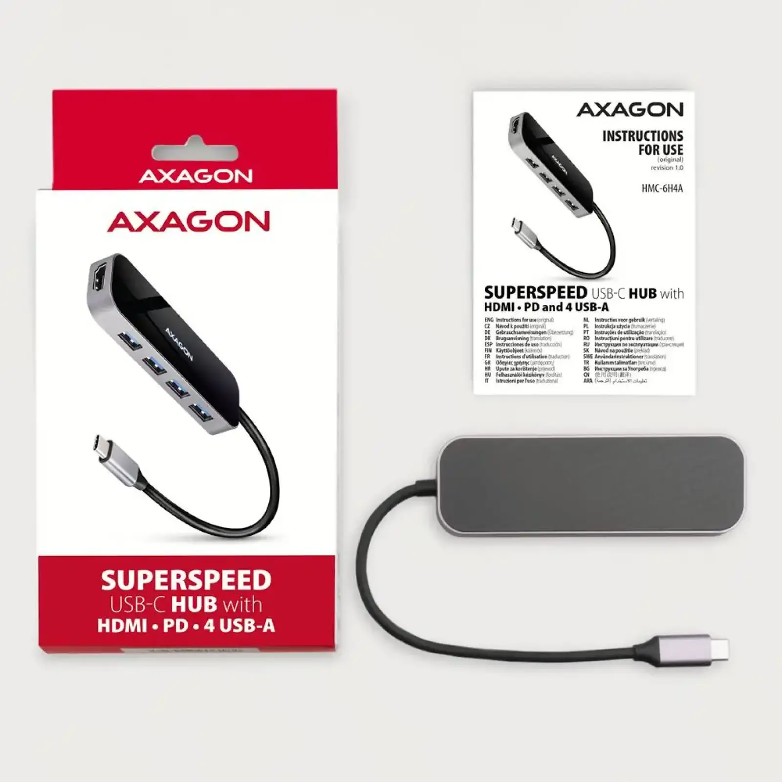 Концентратор USB-C 6IN1 0.2M HMC-6H4A AXAGON UA