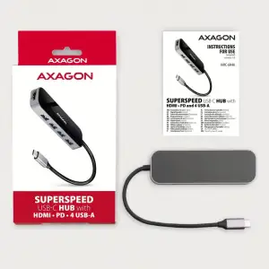 Концентратор USB-C 6IN1 0.2M HMC-6H4A AXAGON UA