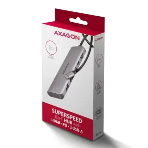 Хаб концентратор AXAGON HMC-5HL USB-C 5Гбіт/с SuperSpeed 5in1 hub, Сірий UA