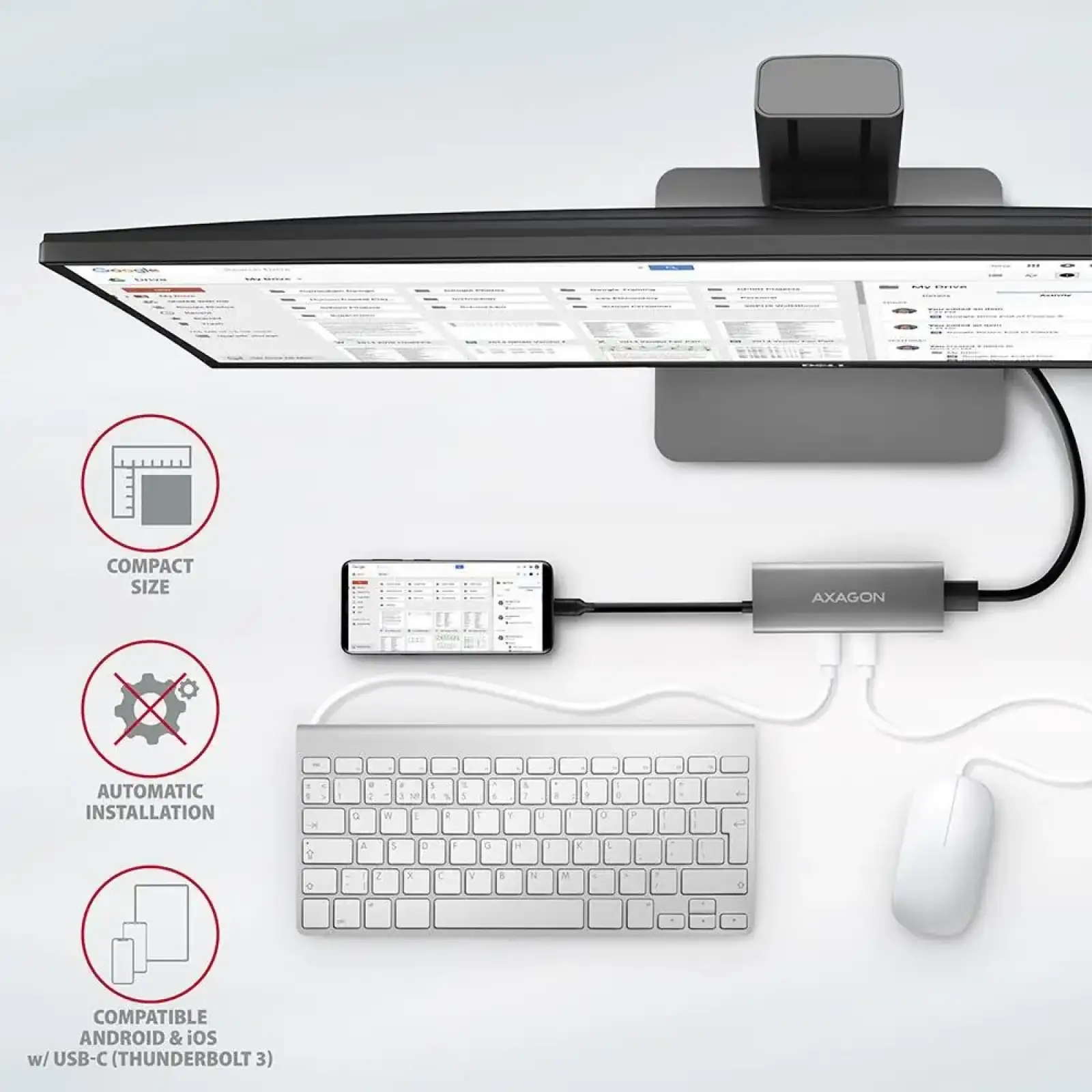 Хаб концентратор AXAGON HMC-5G2 USB-C 10Гбіт/с SPEEDSTER 5in1 hub (rev2.0), Сірий UA