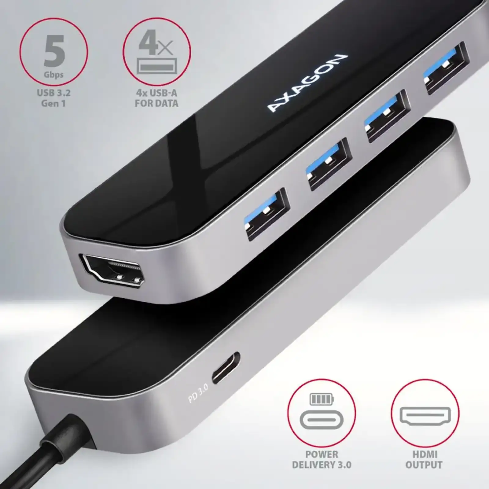 Концентратор USB-C 6IN1 0.2M HMC-6H4A AXAGON UA