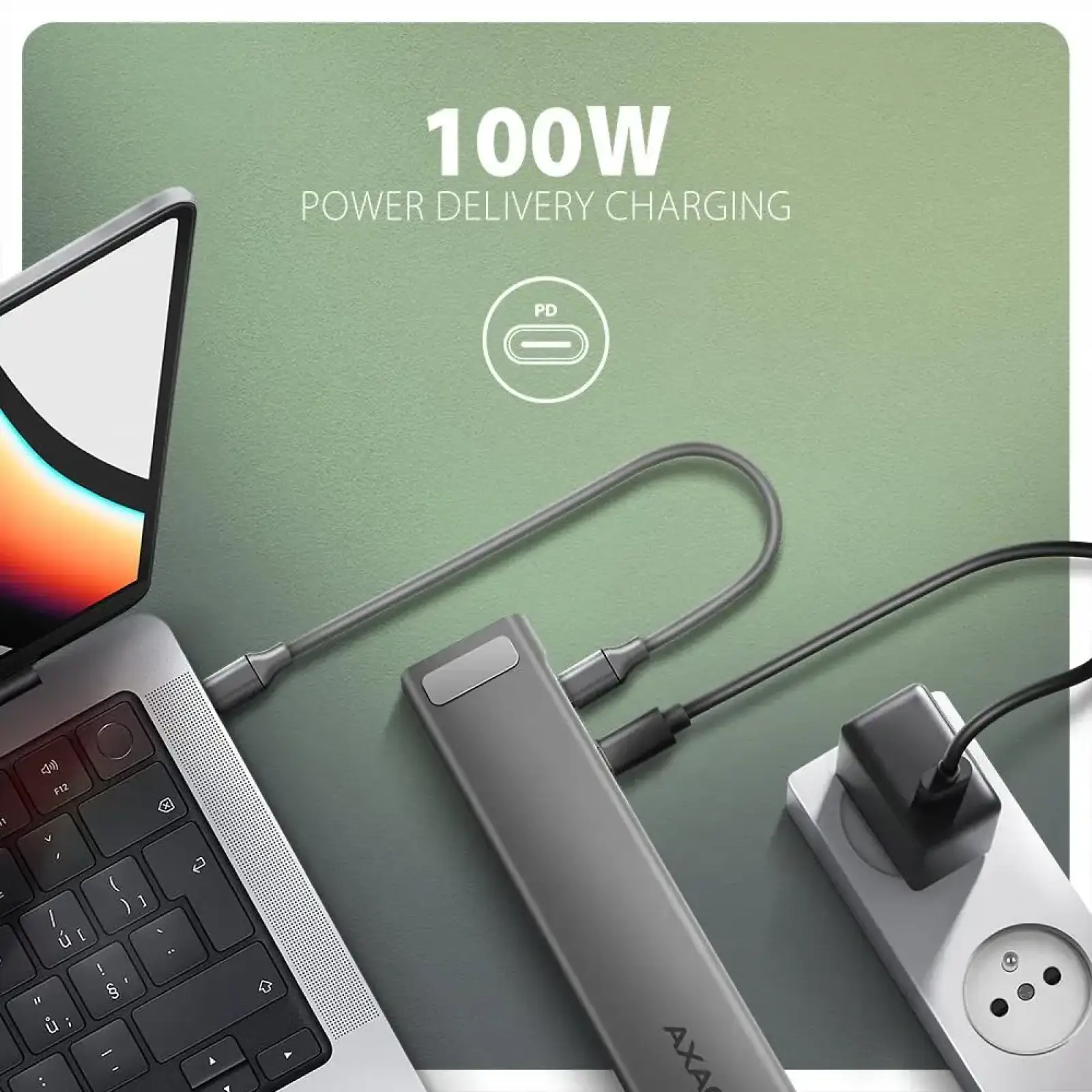 Хаб концентратор AXAGON HMC-10HLS USB-C 5Гбіт/с 9in1 hub, сірий UA