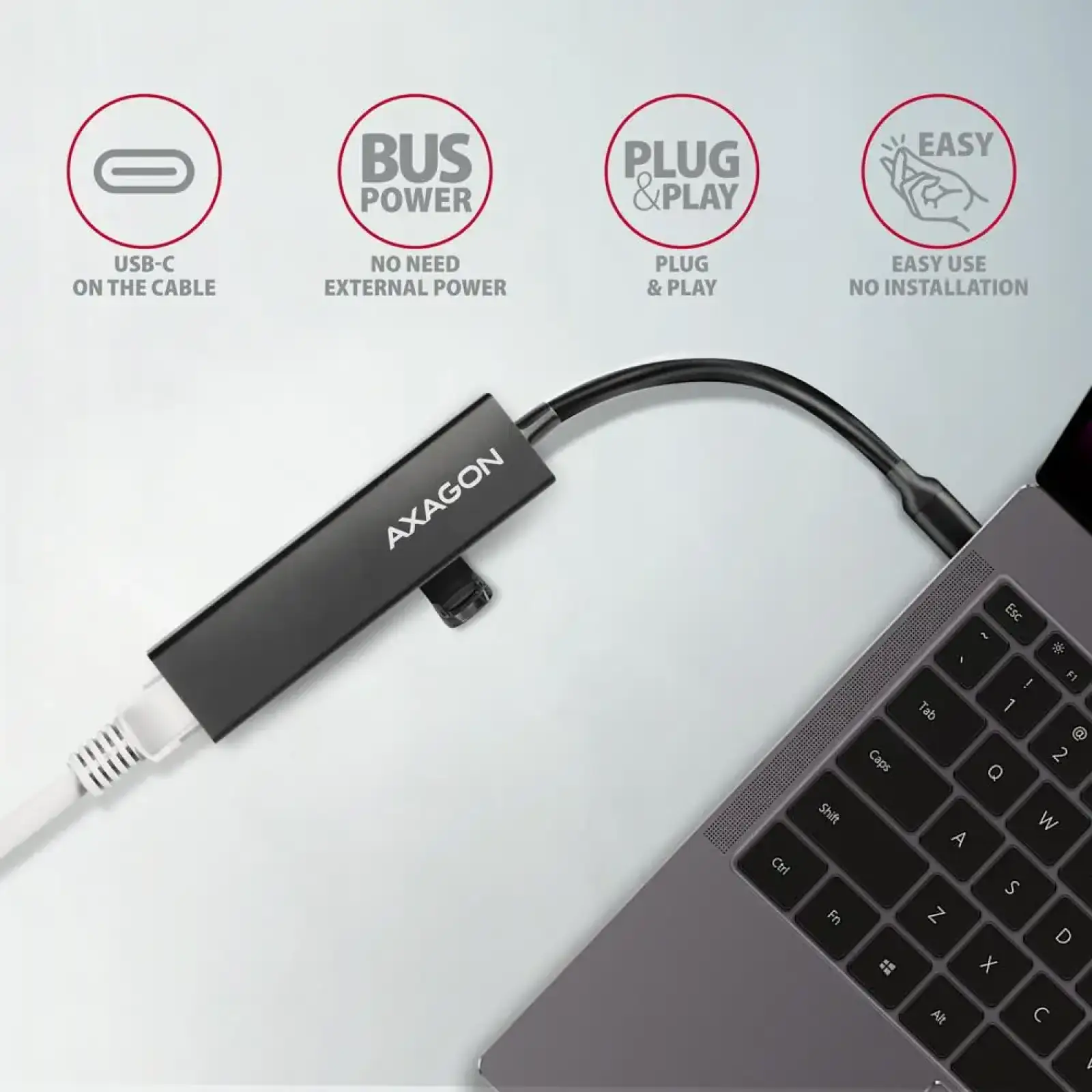 Хаб концентратор AXAGON HMC-GL3A SuperSpeed USB-C hub + gigabit LAN UA