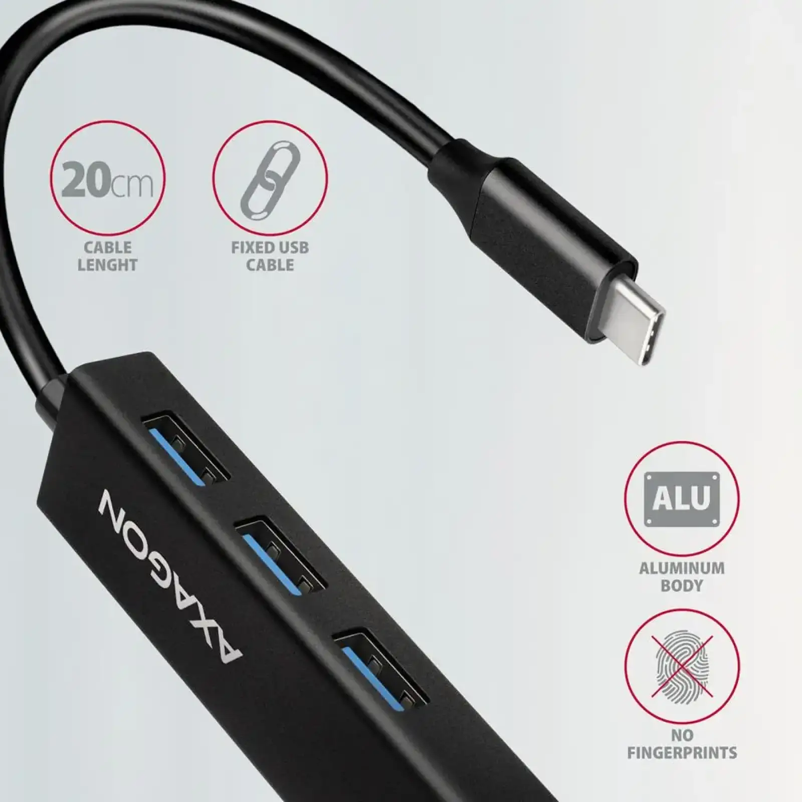 Хаб концентратор AXAGON HMC-GL3A SuperSpeed USB-C hub + gigabit LAN UA