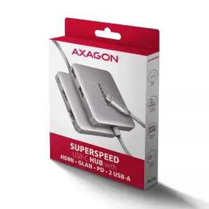 Хаб концентратор AXAGON HMC-5HL USB-C 5Гбіт/с SuperSpeed 5in1 hub, Сірий UA