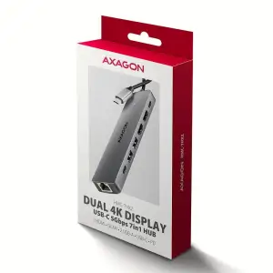 Хаб концентратор AXAGON HMC-8HLSA USB-C 5Гбіт/с 9in1 hub, Сірий (HMC-7HX2) UA