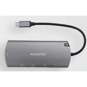 Хаб концентратор AXAGON HMC-7HX2 USB-C 5Гбіт/с DUAL 4K DISPLAY 7in1 hub, Сірий (HMC-6M2) UA