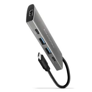 Хаб концентратор AXAGON HMC-5G2 USB-C 10Гбіт/с SPEEDSTER 5in1 hub (rev2.0), Сірий UA