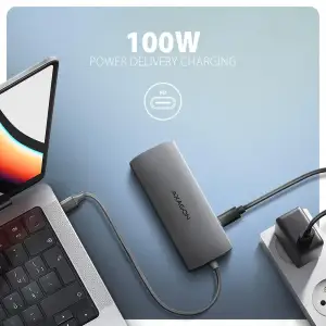Хаб концентратор AXAGON HMC-8HLSA USB-C 5Гбіт/с 9in1 hub, Сірий UA