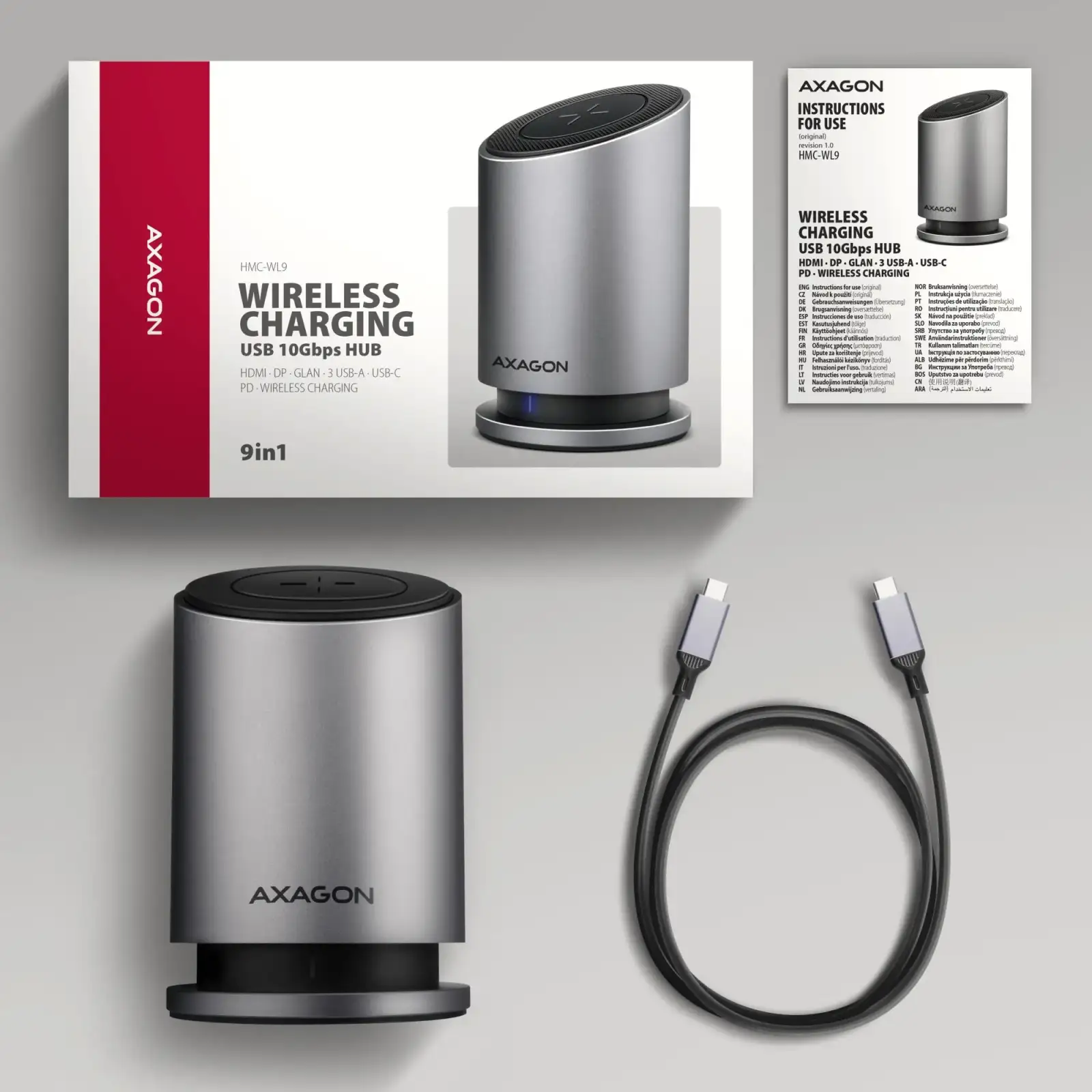 Концентратор USB-C 9IN1 WRL 0.6M HMC-WL9 AXAGON UA