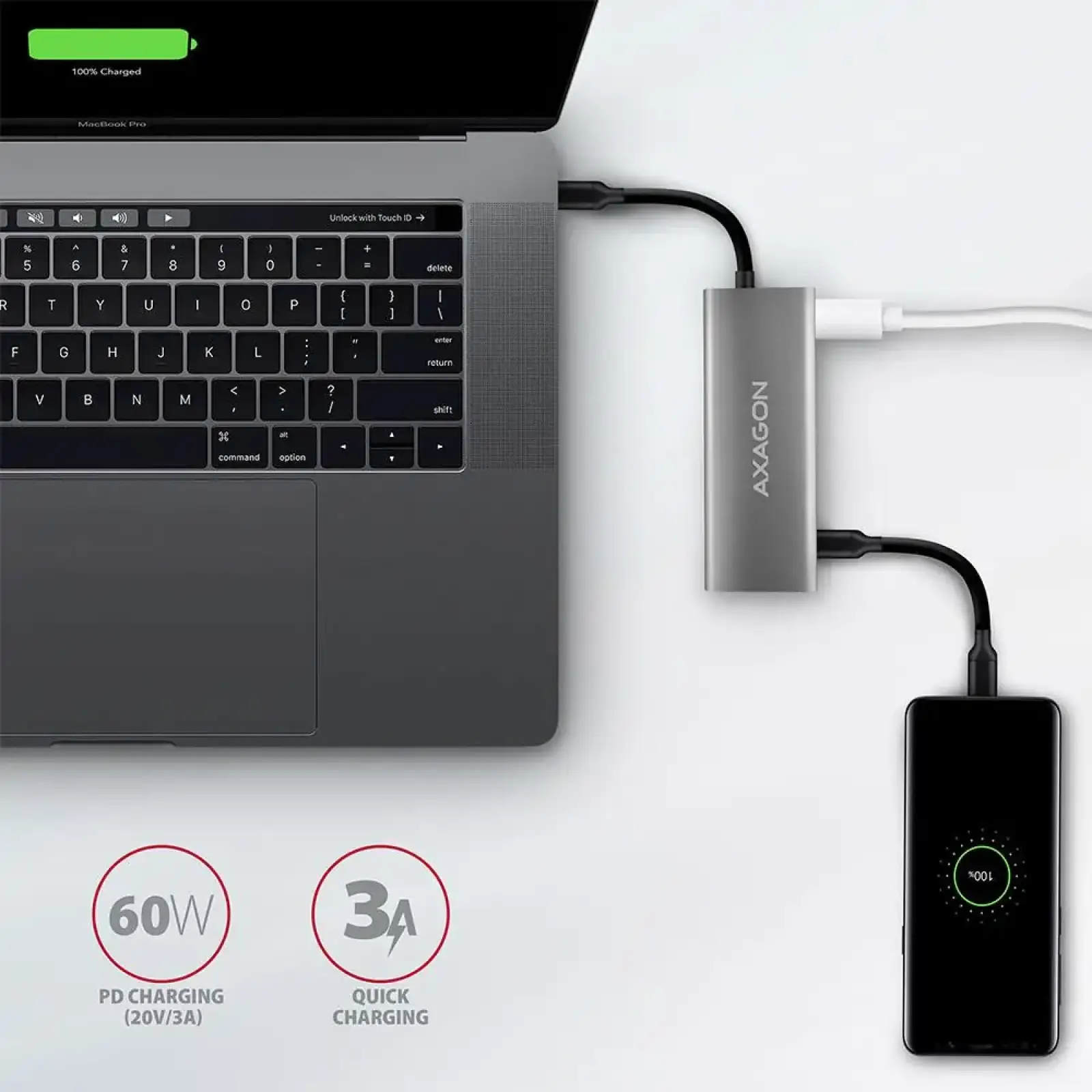Хаб концентратор AXAGON HMC-5G2 USB-C 10Гбіт/с SPEEDSTER 5in1 hub (rev2.0), Сірий UA