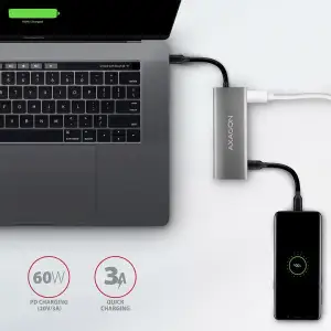 Хаб концентратор AXAGON HMC-5G2 USB-C 10Гбіт/с SPEEDSTER 5in1 hub (rev2.0), Сірий UA