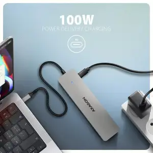 Хаб концентратор AXAGON HMC-8HLSA USB-C 5Гбіт/с 9in1 hub, Сірий (HMC-7HX2) UA
